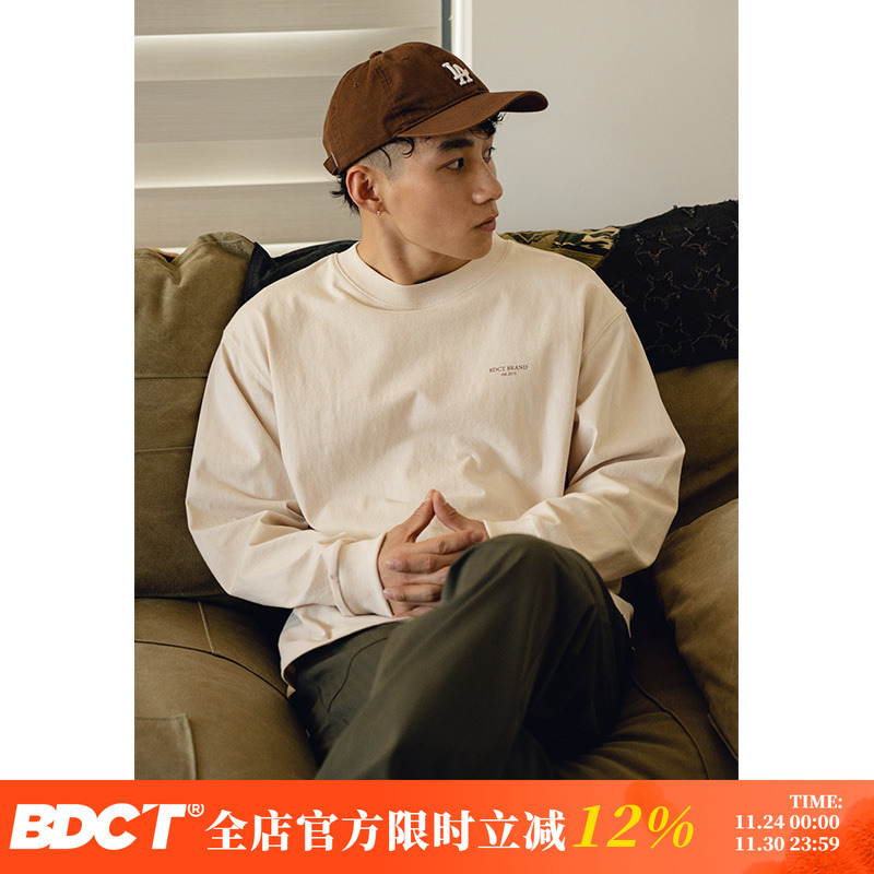 BDCT日系简约小字母印花长袖T恤