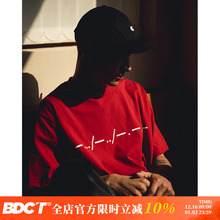 BDCT 社恐系列摩斯密码印花t恤男国潮流夏季宽松纯棉情侣短袖体恤