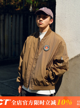 BDCT 美式复古魔术贴徽章棒球领空军飞行服春秋款棒球夹克外套男