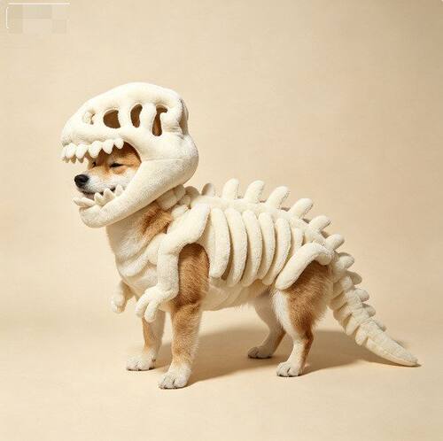 跨境新品Dinosaur skeleton pet clothing夜光恐龙骨架宠物服装