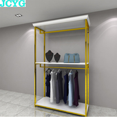 黄钛金系列 展示架 双层挂衣落地中岛服装