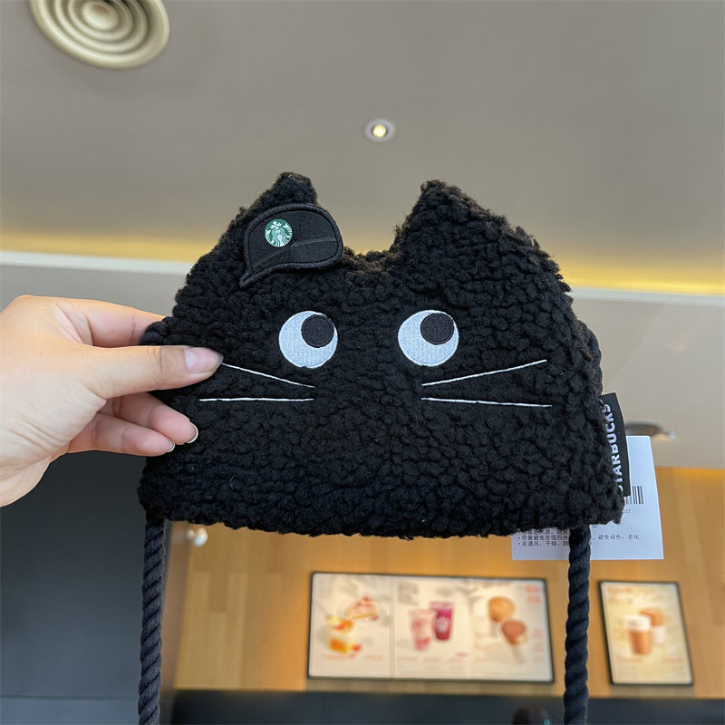 星巴克酷黑系列小黑猫挎包