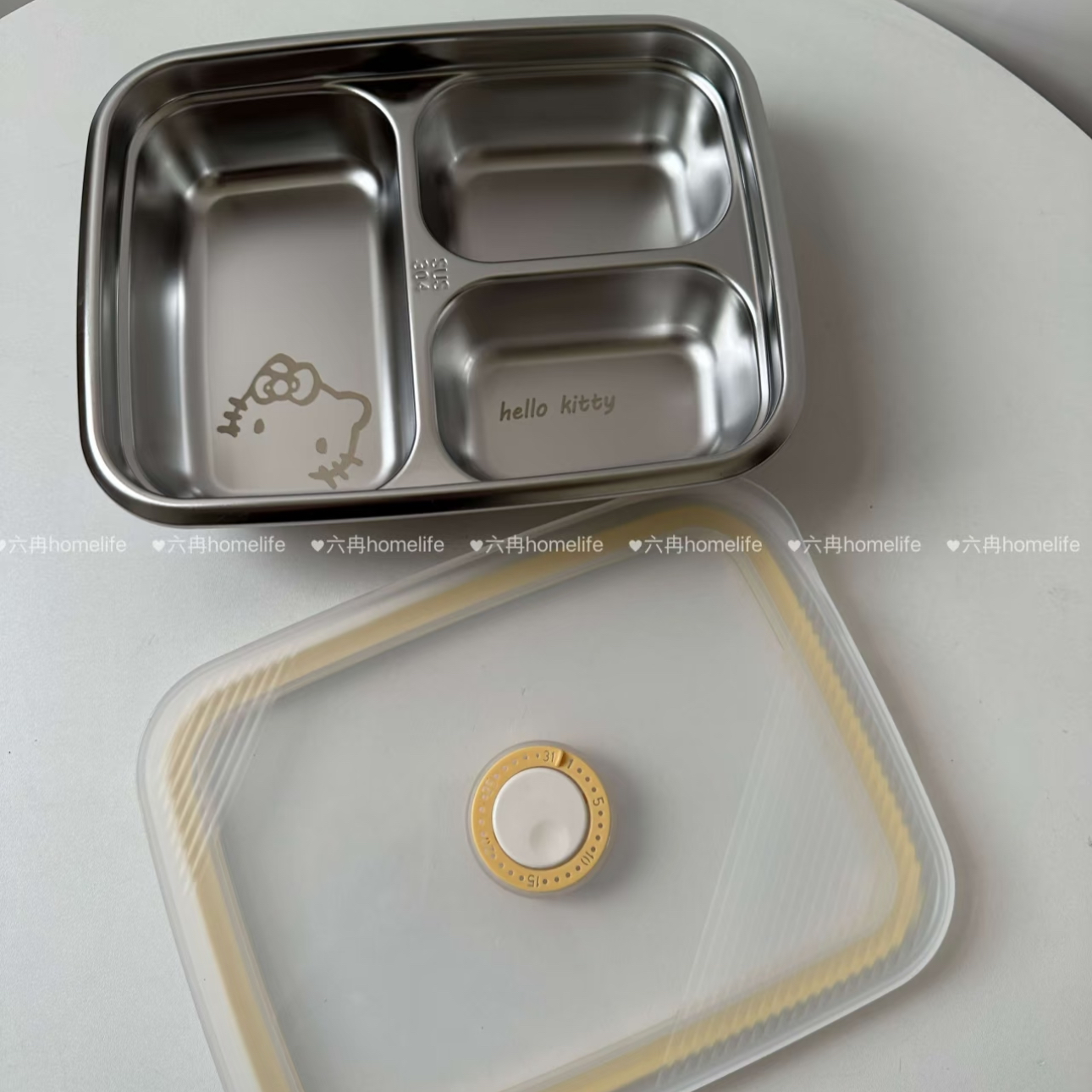 可微波炉 304不锈钢带透气孔三格饭盒长方形便当盒上班族带饭盒