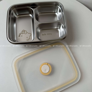 可微波炉 304不锈钢带透气孔三格饭盒长方形便当盒上班族带饭盒