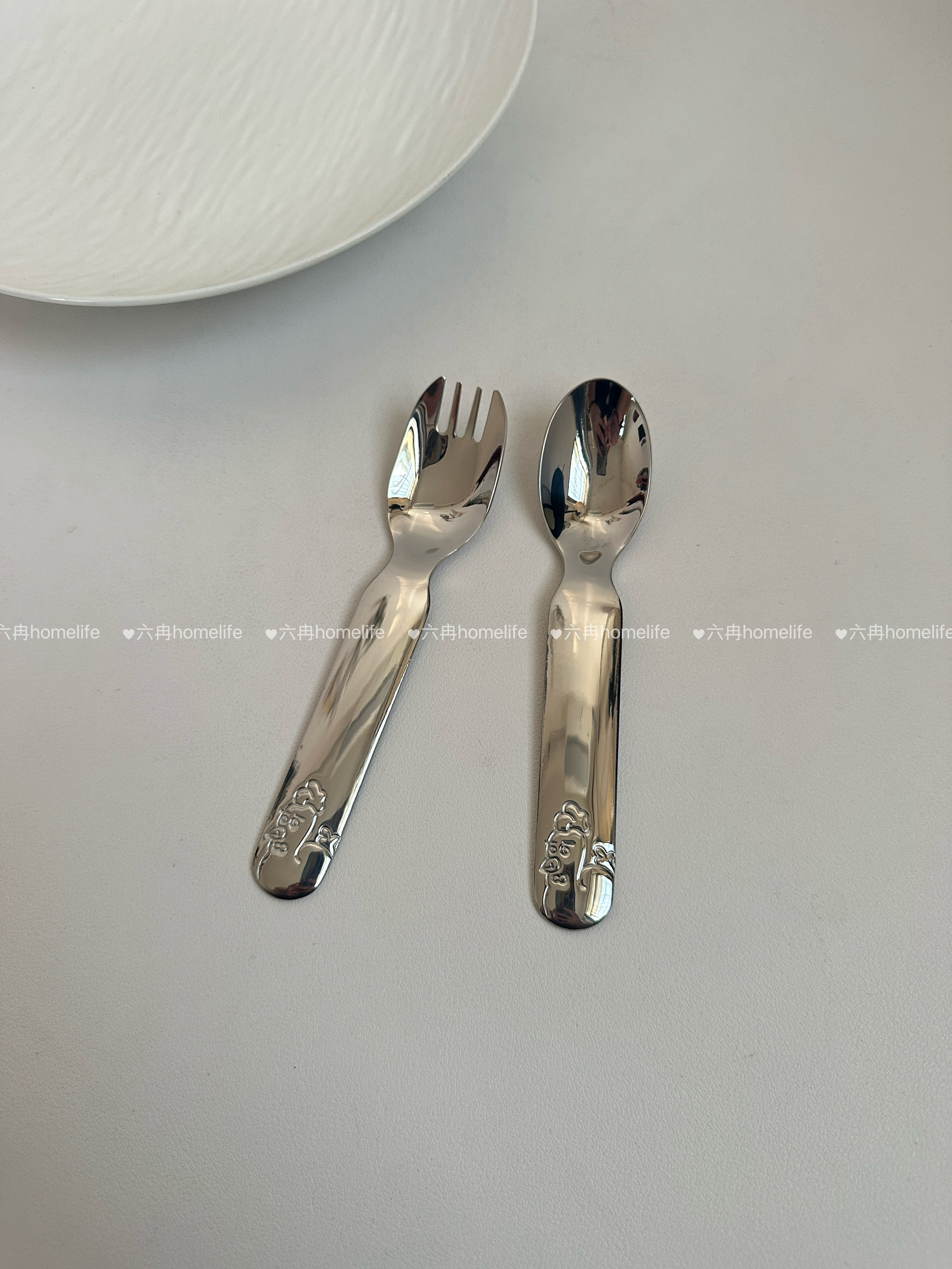 哔哔鸡！316不锈钢可爱的儿童勺叉卡通小勺小叉子甜品勺叉套装