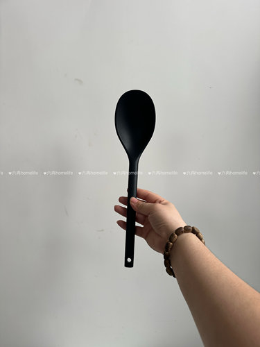 食品级硅胶密羮硅胶长柄汤勺厨房炒菜用具黑色加厚防烫勺