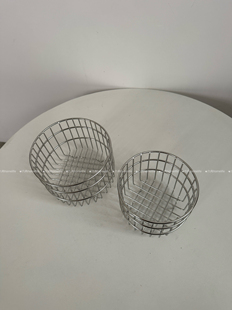 ins风不锈钢圆形收纳筐家用桌面杂物置物化妆品收纳篮子 304钢