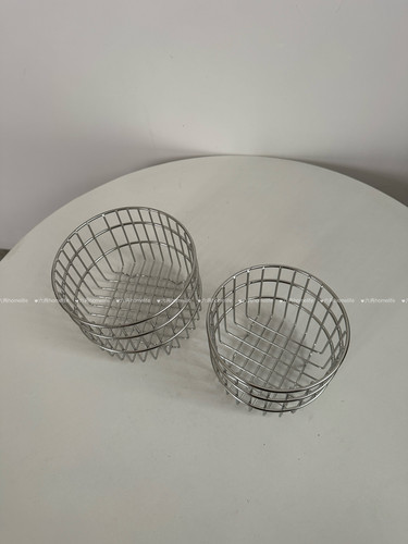 304钢！ins风不锈钢圆形收纳筐家用桌面杂物置物化妆品收纳篮子