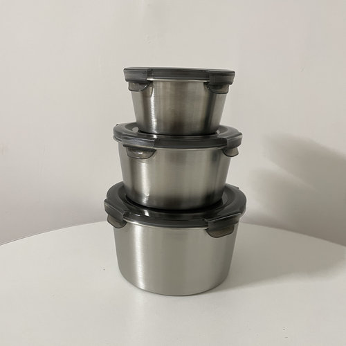 出口品·304不锈钢圆形密封保鲜盒圆形饭盒密封汤碗加厚
