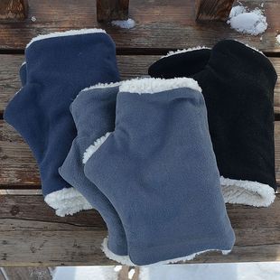 加绒加厚半指手套男女冬季保暖棉麻羊毛手套防寒个性小众复古原创