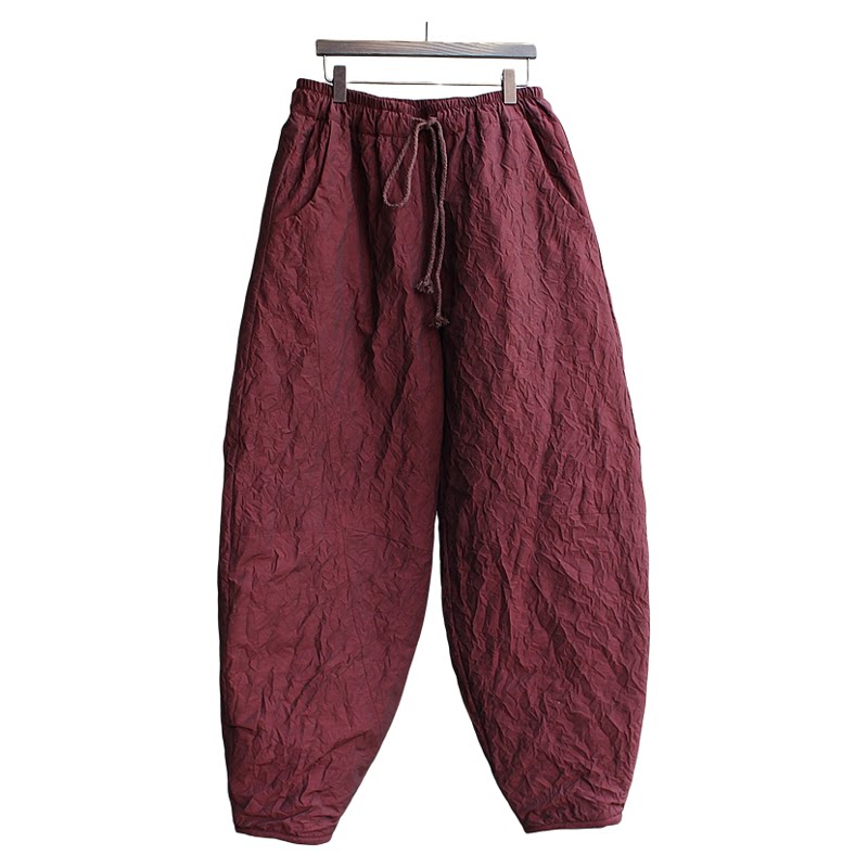 原创复古外穿棉花棉裤可机洗哈伦裤宽松休闲时尚流行个性小众轻奢