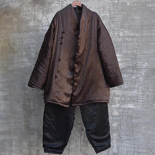 三世一木原创设计复古中国风时尚提花棉花棉衣中长棉袄唐装休闲