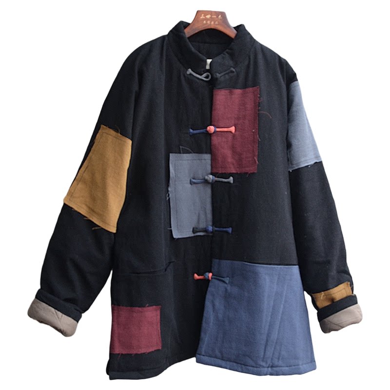 男冬季加厚机洗棉花棉袄棉服补丁乞丐服休闲时尚立领宽松潮酷青年