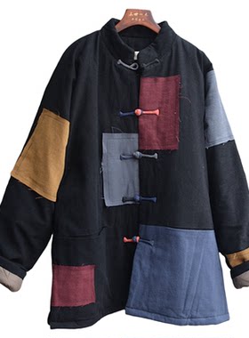 男冬季加厚机洗棉花棉袄棉服补丁乞丐服休闲时尚立领宽松潮酷青年