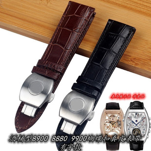 代用法兰克穆勒8900 8880蝴蝶扣皮带FM法穆兰9900真皮表带22 24mm