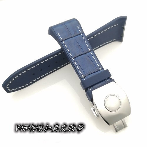 代用法兰克穆勒V45蝴蝶扣胶带法穆兰皮带折叠扣硅胶真皮表带28mm