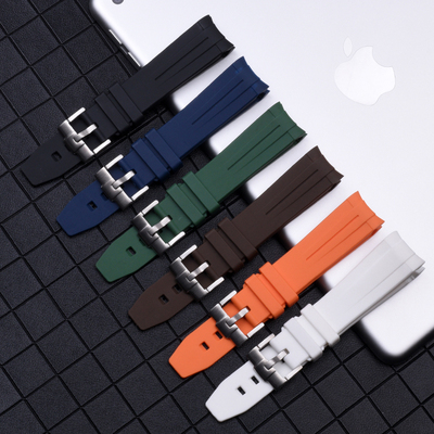 代用劳力士黑绿水鬼游艇迪通拿胶带rubber b橡胶硅胶针扣表带20mm