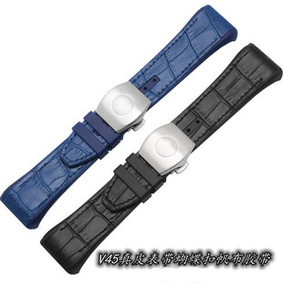 代用法兰克穆勒V45真皮表带法穆兰蝴蝶扣皮带折叠扣帆布胶带28mm