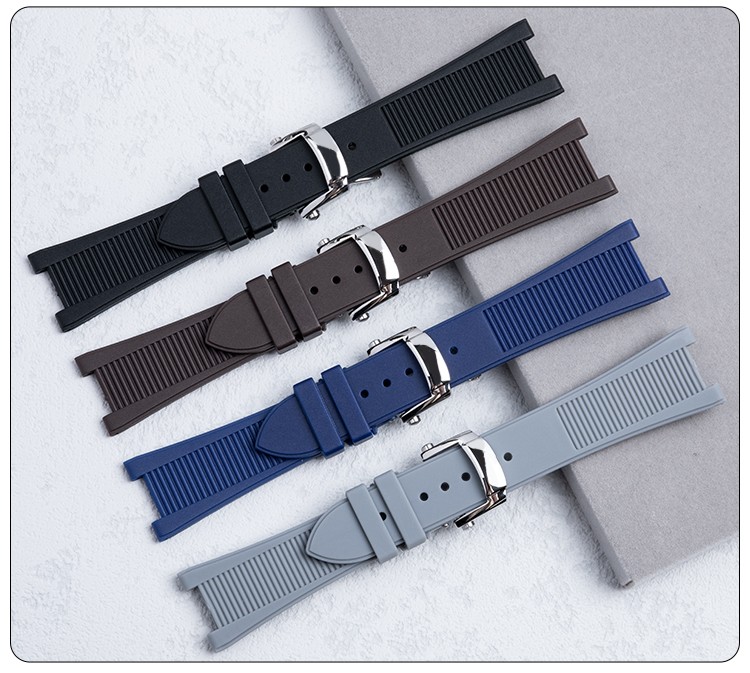 代用百达翡丽鹦鹉螺5712 5711 5726硅胶橡胶表带蝴蝶扣胶带25mm