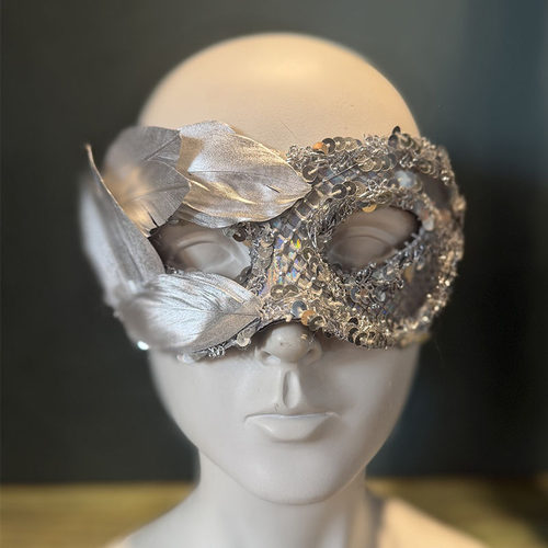 银色男款半脸抖音直播主播威尼斯派对化装舞会面具面罩狂欢节时尚