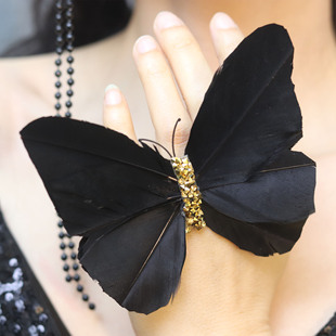 复古宫廷巴洛克手工碟梦夸张个性装饰指环羽毛蝴蝶戒指婚礼仙美