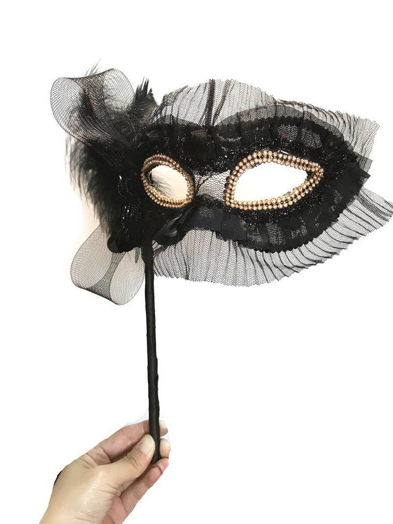 手持派对假面舞会面具万圣节圣诞节狂欢派对蒙面手拿握眼镜走秀女