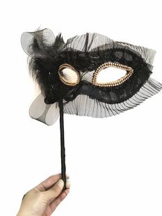 手持派对假面舞会面具万圣节圣诞节狂欢派对蒙面手拿握眼镜走秀女