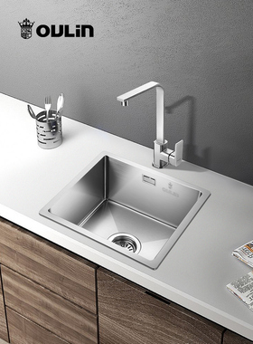 欧琳水槽小单槽 手工槽加厚304不锈钢厨房吧台中台下盆9114 9113