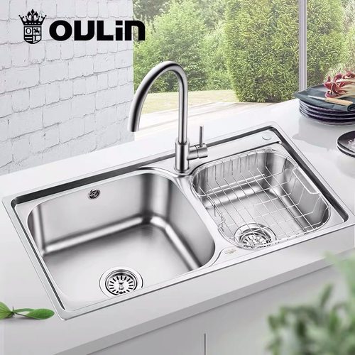 Oulin/欧琳304不锈钢水槽双槽
