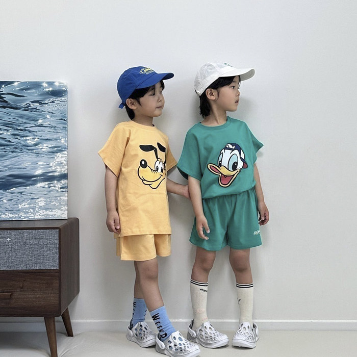 Milky卡通拼色短袖套装！韩国童装代购2026夏款男女童中小童套装