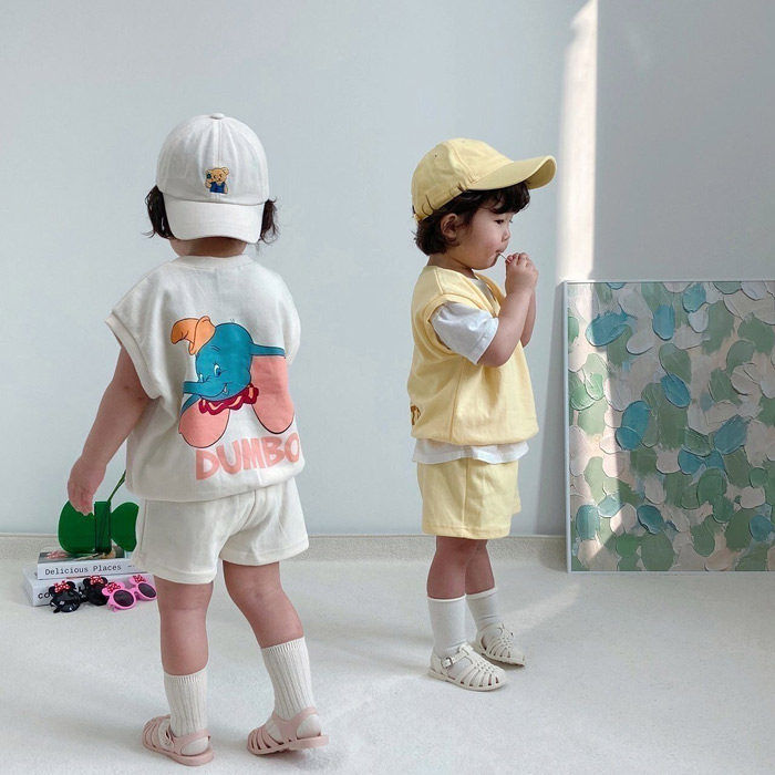 Milky字母卡通背心套装！韩国童装代购2026夏款男女童中小童套装