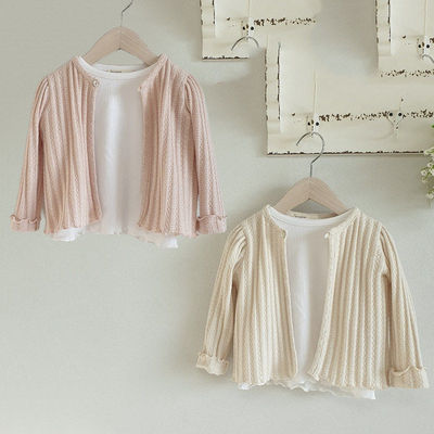 Eclair坑条纯色开衫外套！韩国童装代购2026春款女童中小童外套