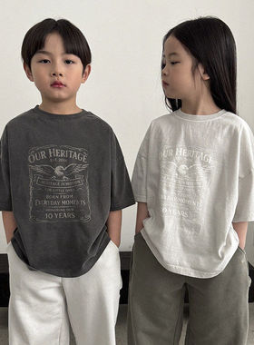 OUR字母百搭短袖T恤！韩国童装代购2026春款男女童中大童短袖上衣