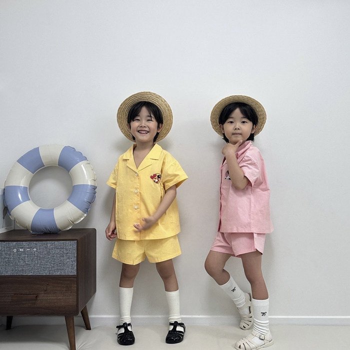 Milky翻领卡通衬衫套装！韩国童装代购2026夏款男女童中小童套装