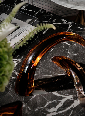 高端琉璃艺术羚羊角现代桌面摆件