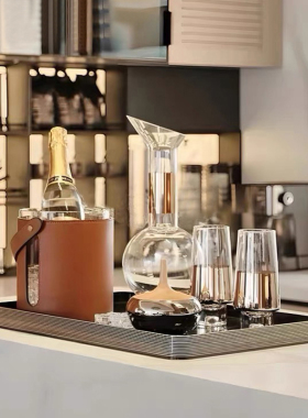 【可开发票】香槟色斜嘴玻璃酒具