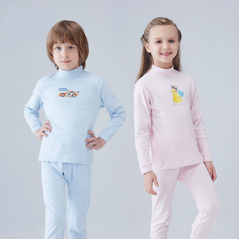 三枪童装儿童女内衣套装纯棉高领秋衣秋裤全棉男童装薄棉保暖套装