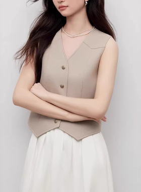 西装通勤马甲女2026春季新款v领无袖坎肩短款内搭上衣B86C239