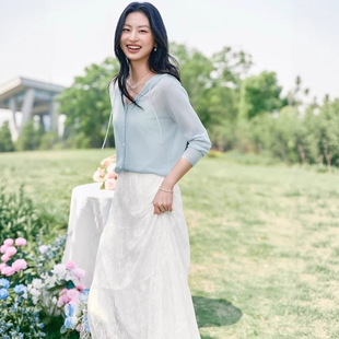 2025夏季新款女装时尚气质百搭休闲薄款连帽针织衫开衫1G5931221