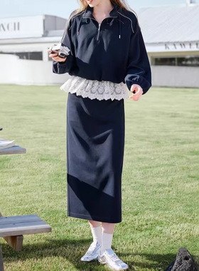 2026春装新款一整套穿搭拼接运动半身裙两件套A96C262B