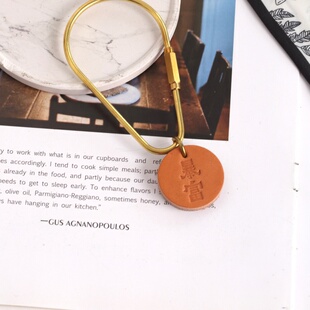 纯手工制作 枥木牛皮钥匙扣搭配黄铜钥匙扣圈