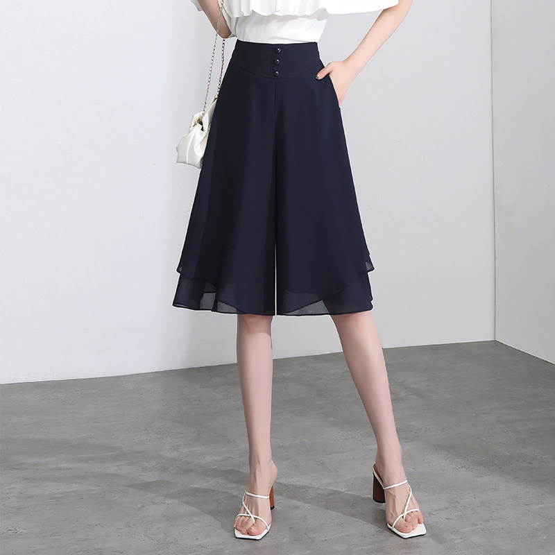 雪纺阔脚裤六分阔腿裤女夏裙裤显瘦五分裤裙夏季薄款七分短裤女裤