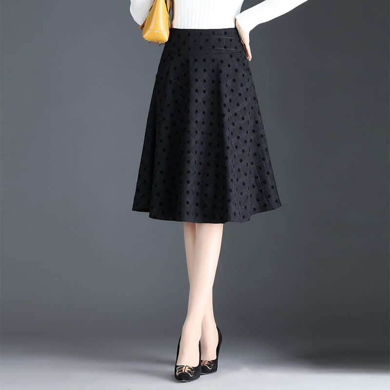 秋季半身裙高腰伞裙秋冬黑色A字小摆裙短裙新款百褶冬裙格子半裙