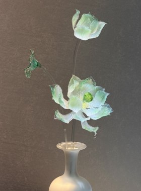 淄博非遗琉璃荷花供桌佛龛摆件