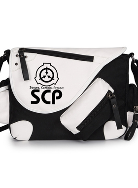 SCP周边基金会斜挎包男款大容量帆布书包动漫女潮流多功能单肩包