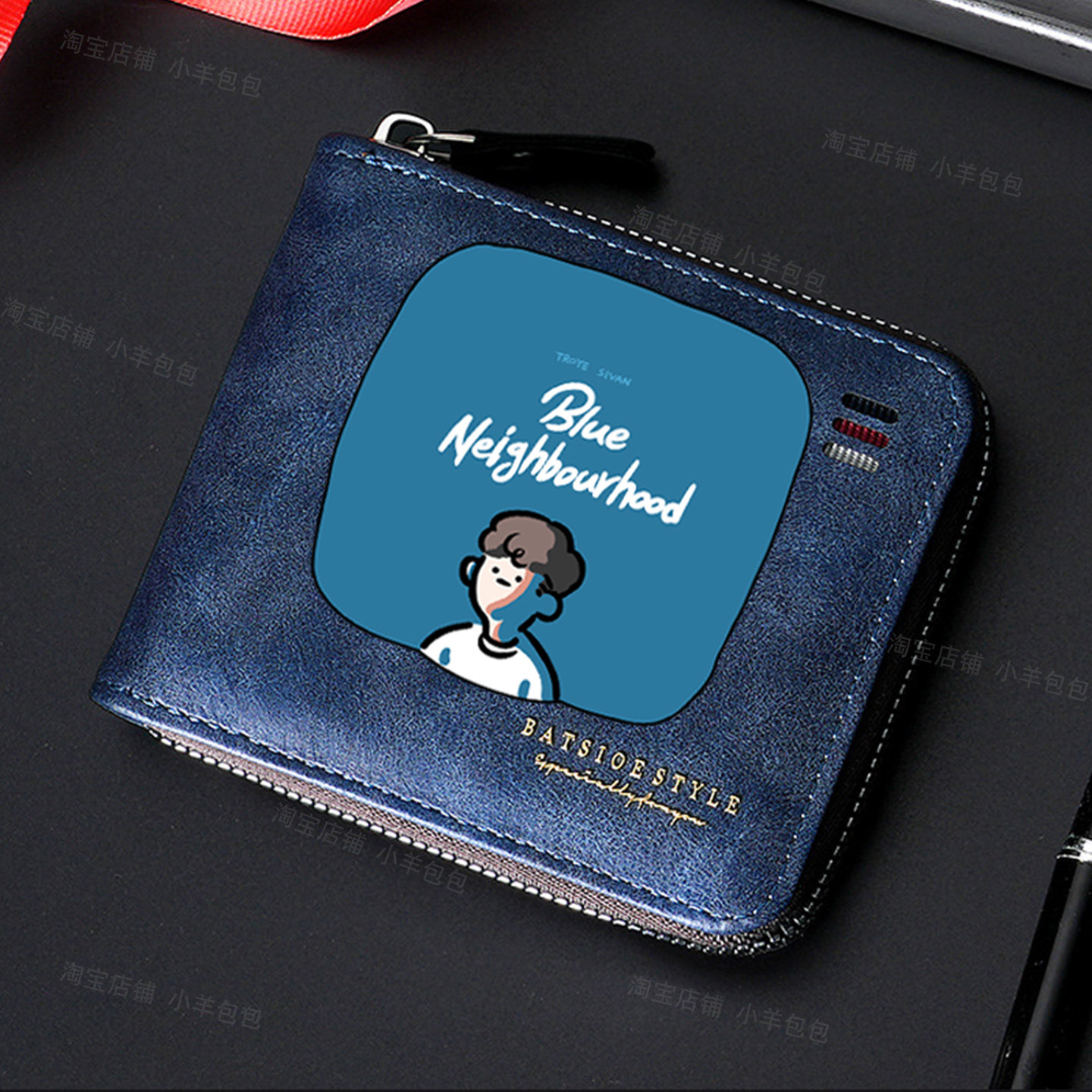 钱包男款短款卡通动漫二次元小型简约青年大学生PU皮夹拉链零钱包