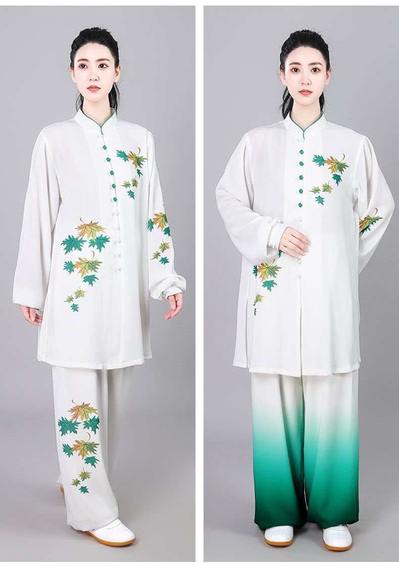 比赛表演男女枫叶渐变披纱太极服图片