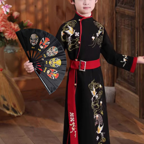 千点墨 折扇单手甩扇响扇京剧脸谱8寸六一儿童节幼儿园舞蹈功夫扇