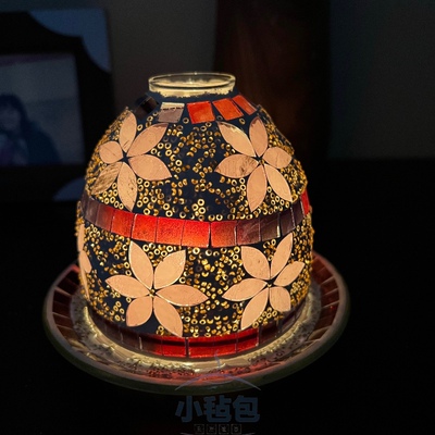 纯手工制Mosaic香薰烛灯进口欧式卧室书房餐厅琉璃
