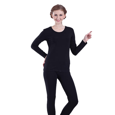 女士紧身纯棉圆领薄款保暖内衣